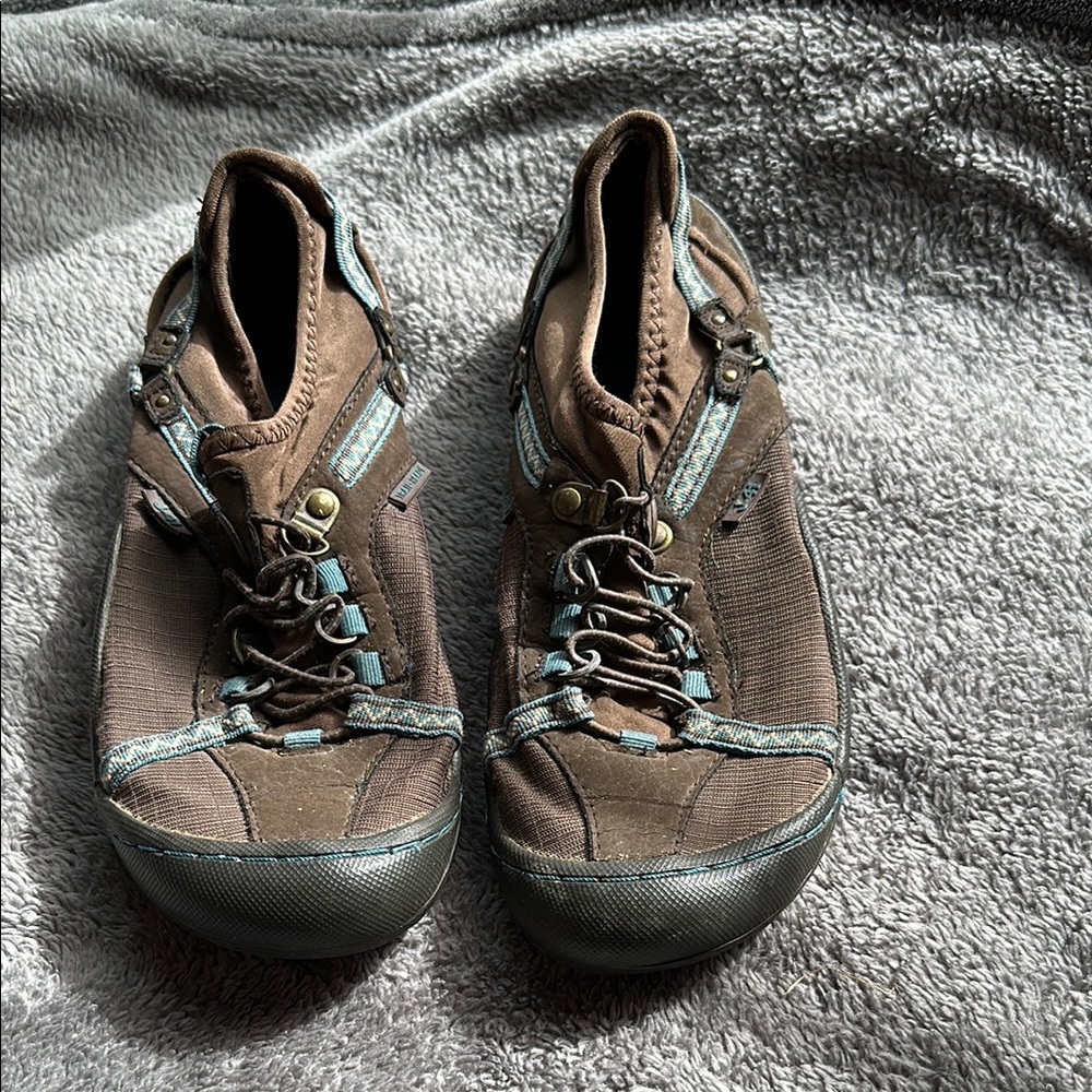 Brown and Gray Sneakers with Rugged Design
